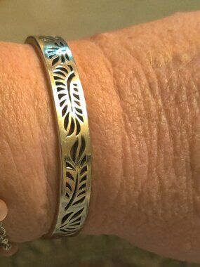 925 Silver Cut Out Leaf Design Cuff Bracelet